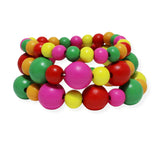 101458, WOOD BALL BEADED MULTI LAYERED STRETCH BRACELET