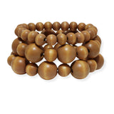 101458, WOOD BALL BEADED MULTI LAYERED STRETCH BRACELET