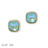 101465, GEOMETRIC RHINESTONE CLIP ON EARRING
