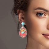 101474, WESTERN BOOTS PRINT FAUX LEATHER DANGLE EARRING