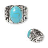 101485, WESTERN OVAL TURQUOISE STRETCH RING