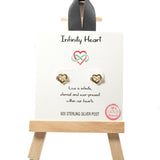101486, GOLD DIPPED, "INFINITY HEART" HEART CUBIC ZIRCONIA STUD EARRING/925 STERLING SILVER POST