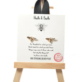 101487, GOLD DIPPED, "HUSTLE & BUSTLE BEE STUD EARRING/925 STERLING SILVER POST