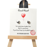 101488, GOLD DIPPED, DAINTY HEART STUD EARRING/925 STERLING SILVER POST