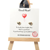 101488, GOLD DIPPED, DAINTY HEART STUD EARRING/925 STERLING SILVER POST