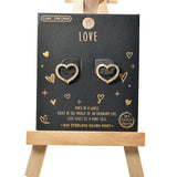 101490, GOLD DIPPED, HEART CUTOUT CUBIC ZIRCONIA STUD EARRING/925 STERLING SILVER POST