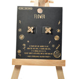 101493, GOLD DIPPED, DAINTY FLOWER CUBIC ZIRCONIA STUD EARRING/925 STERLING SILVER POST