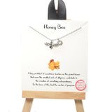 101495, GOLD DIPPED, "HONEY BEE" DAINTY BEE CUBIC ZIRCONIA CHARM NECKLACE