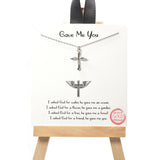 101498, GOLD DIPPED, "GAVE ME YOU" CROSS WING CHARM NECKLACE