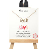 101501, GOLD DIPPED, "GIVE LOVE" L O V E" CHARM NECKLACE