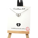 101521, GOLD DIPPED, "1 CORINTHIANS 16:14" CROSS HEART NECKLACE