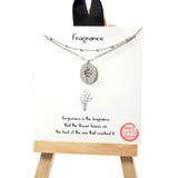 101523, GOLD DIPPED, "FRAGRANCE" ENGRAVED FLOWER CHARM LAYERED NECKLACE