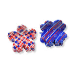 101532, AMERICAN FLAG CLOVER ACRYLIC HAIR CLAW CLIP SET
