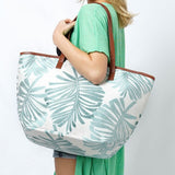 101541, PALM LEAVES PRINT TOTE BAG