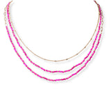 101548, DAINTY BEAD TRIPLE LAYERED NECKLACE