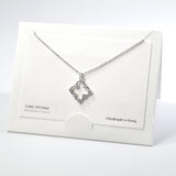 101554, 14K GOLD DIPPED, CLOVER CUBIC ZIRCONIA CHARM NECKLACE