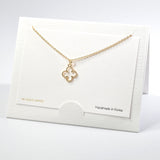 101555, 14K GOLD DIPPED, DAINTY CUTOUT CLOVER CHARM NECKLACE