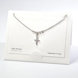 101557, 14K GOLD DIPPED, DAINTY CROSS CUBIC ZIRCONIA CHARM NECKLACE