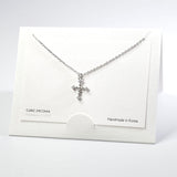 101559, 14K GOLD DIPPED, DAINTY CROSS CUBIC ZIRCONIA CHARM NECKLACE