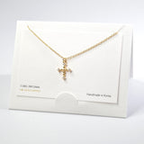 101559, 14K GOLD DIPPED, DAINTY CROSS CUBIC ZIRCONIA CHARM NECKLACE