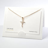 101561, 14K GOLD DIPPED, DAINTY CROSS CUBIC ZIRCONIA CHARM NECKLACE