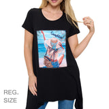 101563, "SUNSHINE" LADY CRYSTAL EMBELLISHED T-SHIRT TOP