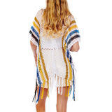 101571, MULTI COLOR STRIPE NET KIMONO