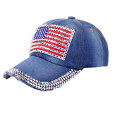 101578, BLING RHINESTONE AMERICAN FLAG BASEBALL CAP