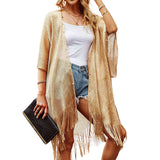 101582, PEARL ACCENT NET SEE THROUGH FRINGE COVER UP