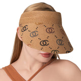 101588, MULTI COLOR DOUBLE C PRINT STRAW SUN VISOR HAT