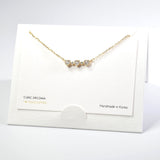 101590, 14K GOLD DIPPED, DAINTY TRIPLE HEART CUBIC ZIRCONIA NECKLACE