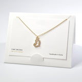 101591, 14K GOLD DIPPED, CUTOUT HEART CUBIC ZIRCONIA CHARM NECKLACE