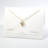 101593, 14K GOLD DIPPED, DAINTY BEE CUBIC ZIRCONIA CHARM NECKLACE