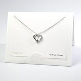 101594, 14K GOLD DIPPED, DAINTY HEART HALF CUBIC ZIRCONIA CHARM NECKLACE