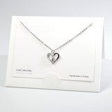 101595, 14K GOLD DIPPED, DAINTY HEAT HALF CUBIC ZIRCONIA CHARM NECKLACE