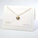 101596, 14K GOLD DIPPED, DAINTY HEART CUBIC ZIRCONIA CHARM NECKLACE