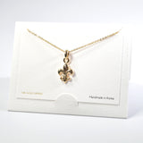101598, 14K GOLD DIPPED, DAINTY FLEUR DE LIS CHARM NECKLACE