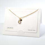 101601, 14K GOLD DIPPED, DAINTY TEARDROP CUBIC ZIRCONIA CHARM NECKLACE