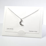 101602, 14K GOLD DIPPED, DAINTY CRESCENT MOON CUBIC ZIRCONIA CHARM NECKLACE