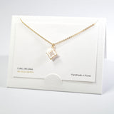 101603, 14K GOLD DIPPED, DAINTY FLOWER CUBIC ZIRCONIA CHARM NECKLACE