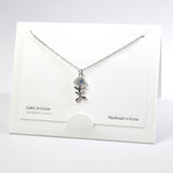 101606, 14K GOLD DIPPED, DAINTY FISH BONE CUBIC ZIRCONIA NECKLACE