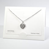 101607, 14K GOLD DIPPED, DAINTY CRESCENT MOON & SUN CUBIC ZIRCONIA CHARM NECKLACE