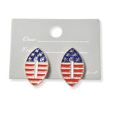 101617, FOOTBALL AMERICAN FLAG ENAMEL STUD EARRING