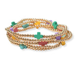 101624, CROSS MULTI LAYERED BEAD STRETCH BRACELET