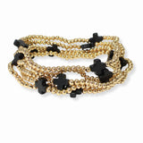 101624, GAME DAY COLORS CROSS MULTI LAYERED BEAD STRETCH BRACELET