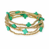 101624, CROSS MULTI LAYERED BEAD STRETCH BRACELET