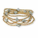 101624, CROSS MULTI LAYERED BEAD STRETCH BRACELET