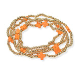 101624, CROSS MULTI LAYERED BEAD STRETCH BRACELET