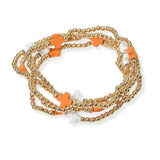 101624, GAME DAY COLORS CROSS MULTI LAYERED BEAD STRETCH BRACELET