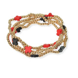 101624, CROSS MULTI LAYERED BEAD STRETCH BRACELET